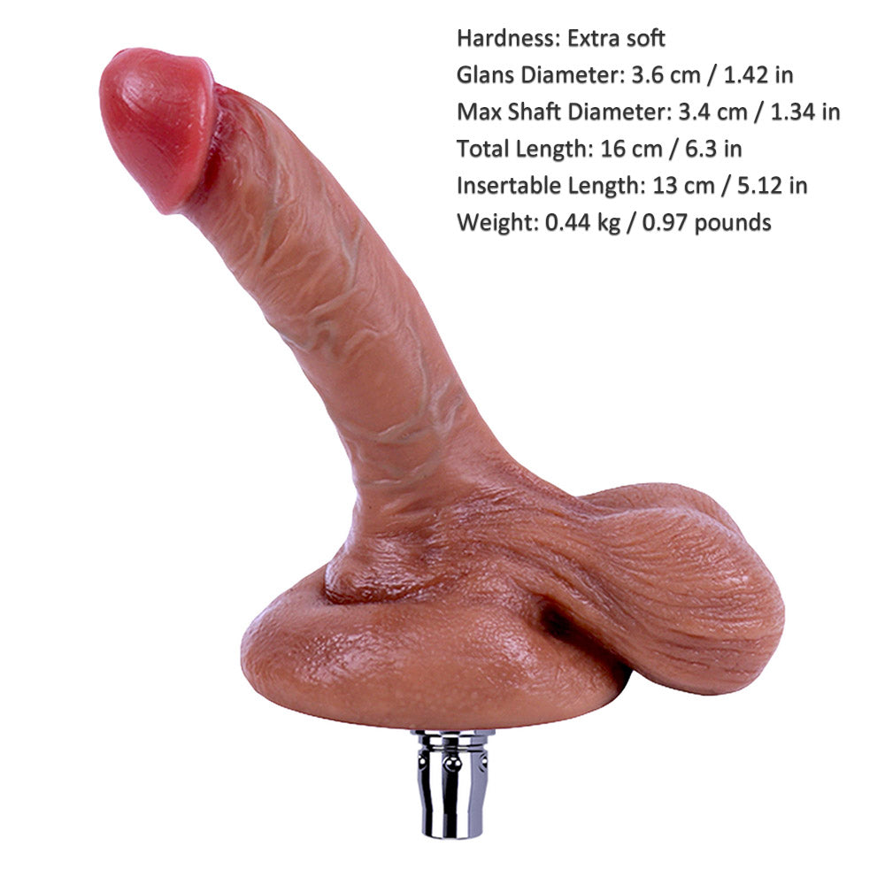 9.84-inch Dual Density Silicone Realistic Testicles & Veined Dildo Attachment for Lustti Sex Machines