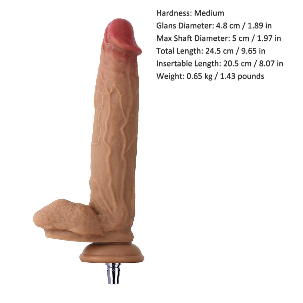 9.65-inch Dual Density Silicone Realistic Bulging Veins Textured Dildo for Lustti Sex Machines