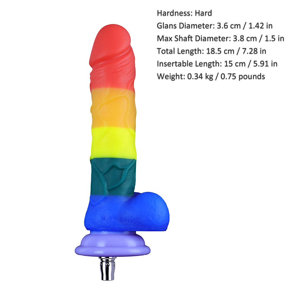 7.48-inch Dual Density Silicone Ultra Firm Rainbow Pattern Dildo for Lustti Sex Machines