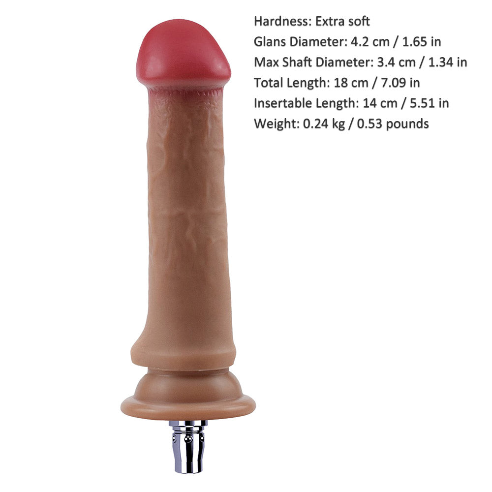 7.09-inch Dual Density Silicone Realistic Mushroom Head Dildo for Lustti Sex Machines