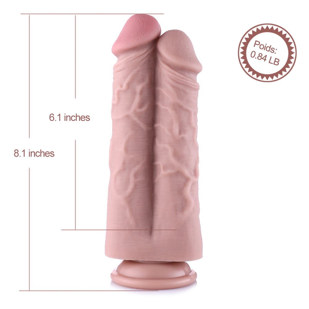 8.1” Realistic Siamese Silicone Dildo Attachment for Hismith Sex Machines
