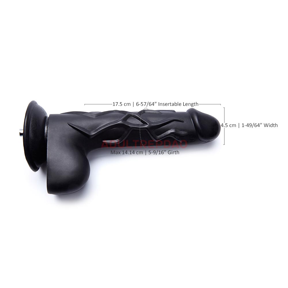 8.86-inch Black Big Dildo Attachment for Lustti Sex Machines, w/ Bulging Veins