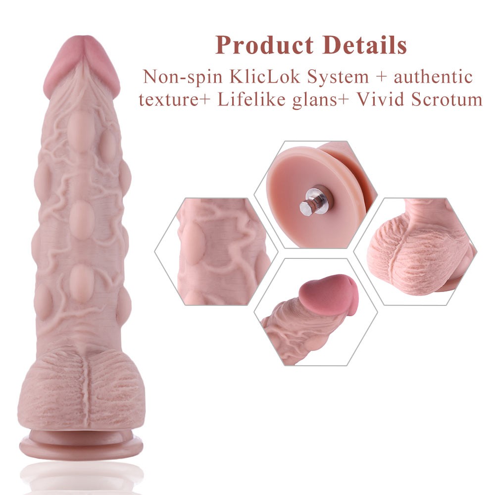 8.1" G-Spot Stimulate Cock Bumps Silicone Dildo for Hismith Sex Machines