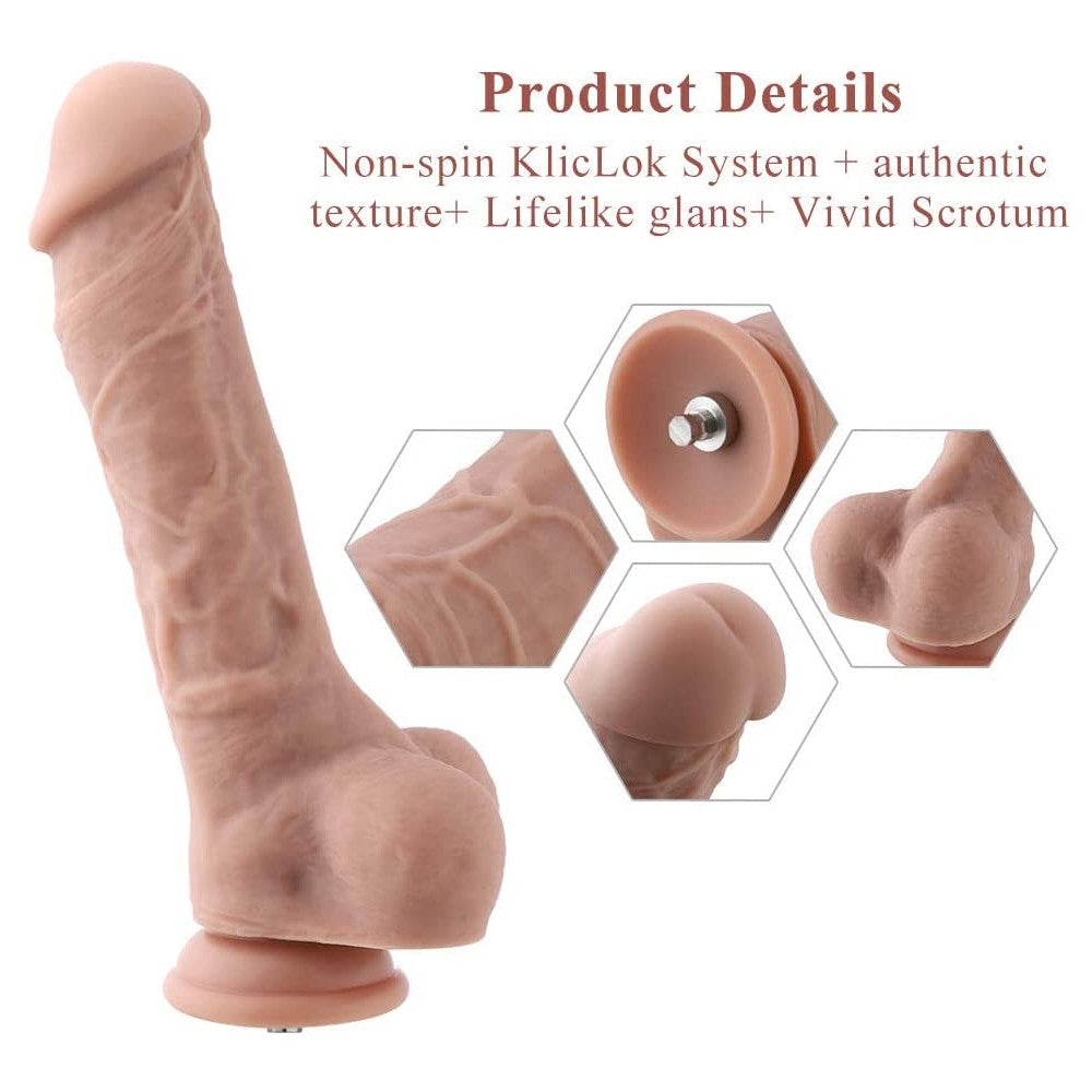 9.1" Real-Look Silicone Dildo Attachment for Hismith Sex Machines