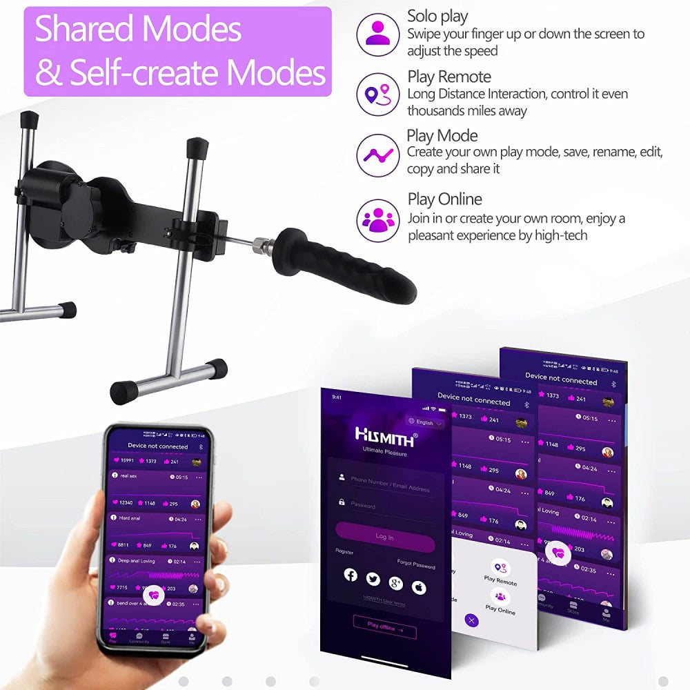 Hismith Mini Sex Machine with APP/Remote Control, 70-Watt Motor, KlicLok System