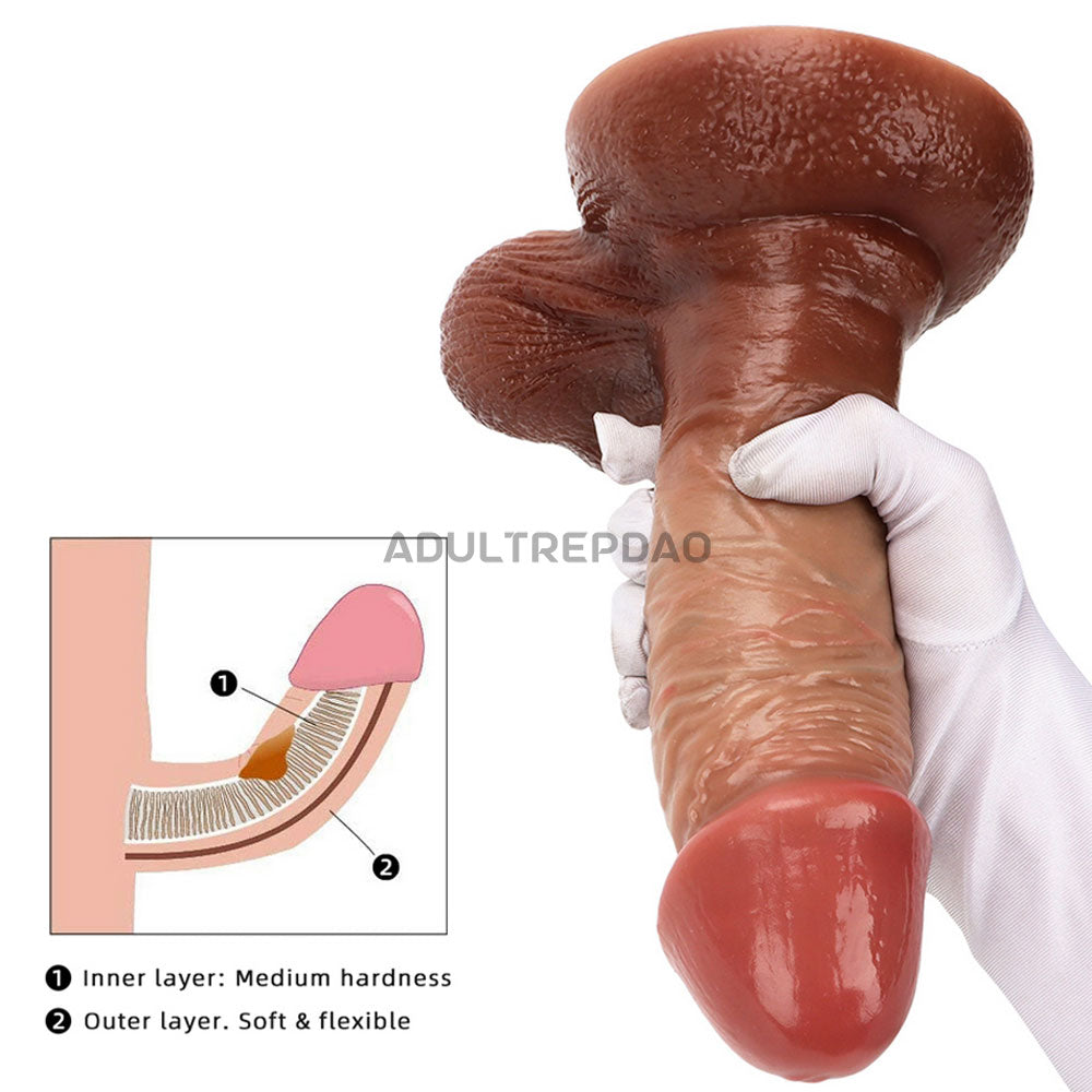 9.84-inch Dual Density Silicone Realistic Testicles & Veined Dildo Attachment for Lustti Sex Machines