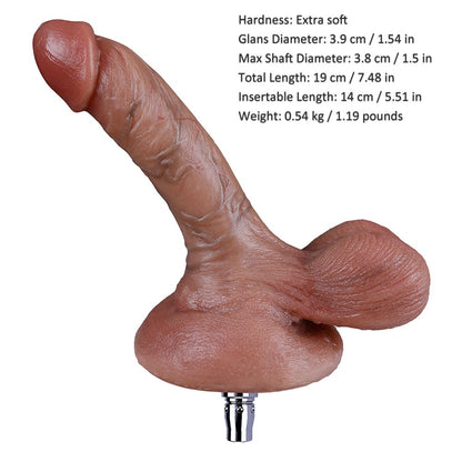 9.84-inch Dual Density Silicone Realistic Testicles & Veined Dildo Attachment for Lustti Sex Machines