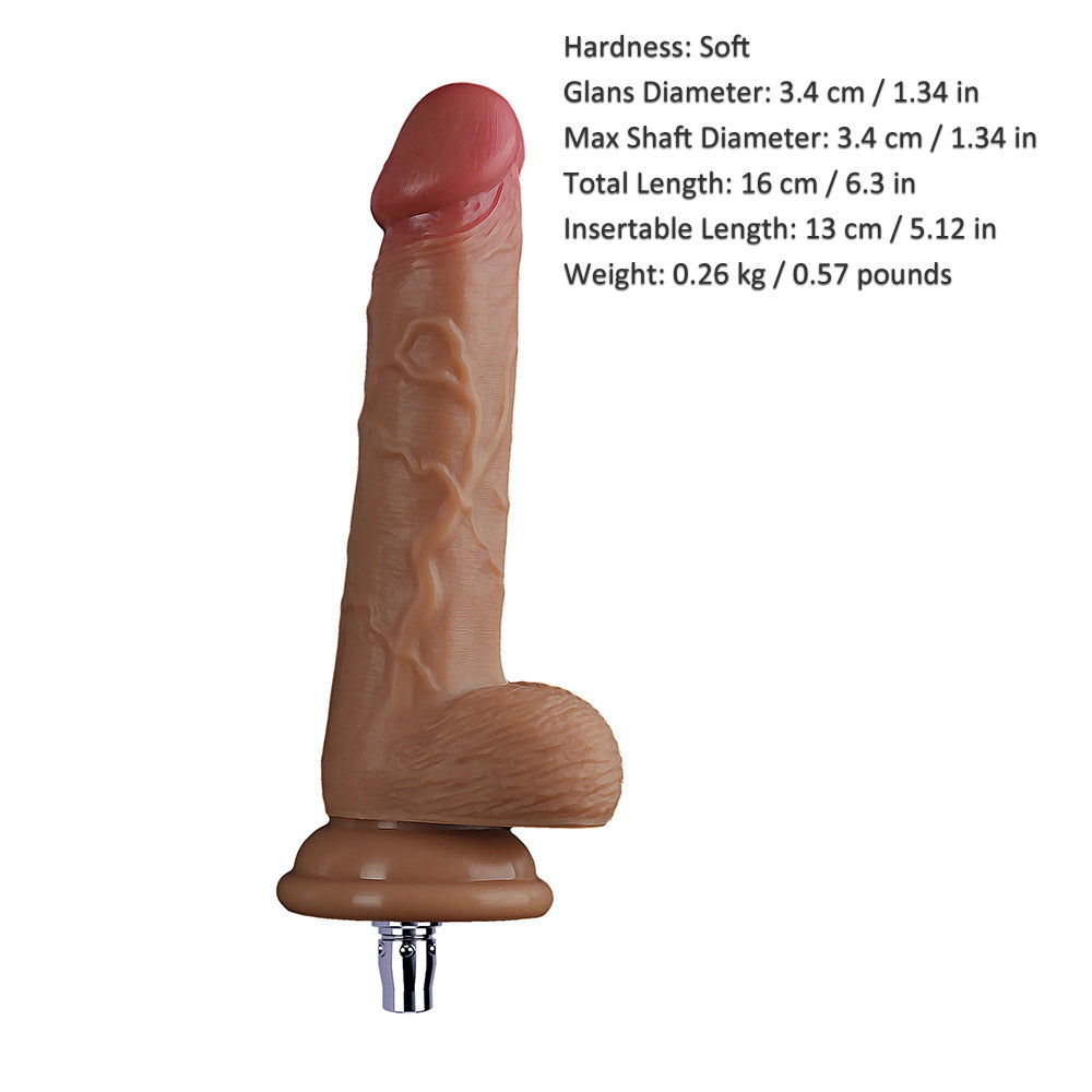 7.87-inch Dual Density Realistic & Erect Silicone Dildo Attachment for Lustti Sex Machines