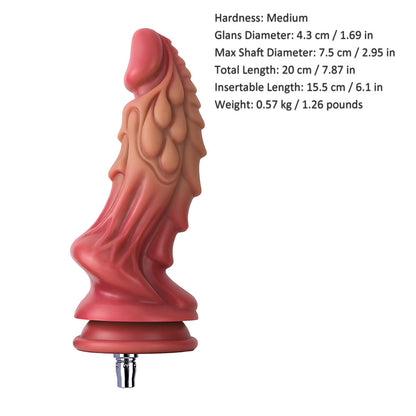 7.87-inch Dual Density Silicone Fantasy Kylin Dildo Attachment for Lustti Sex Machines