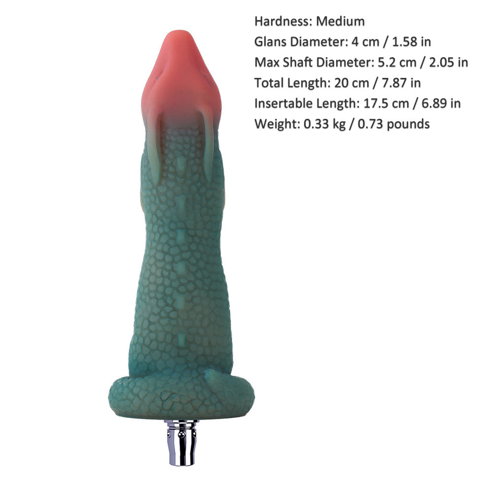 7.87-inch Dual Density Silicone Fantasy Lizard Shaped Dildo Attachment for Lustti Sex Machines