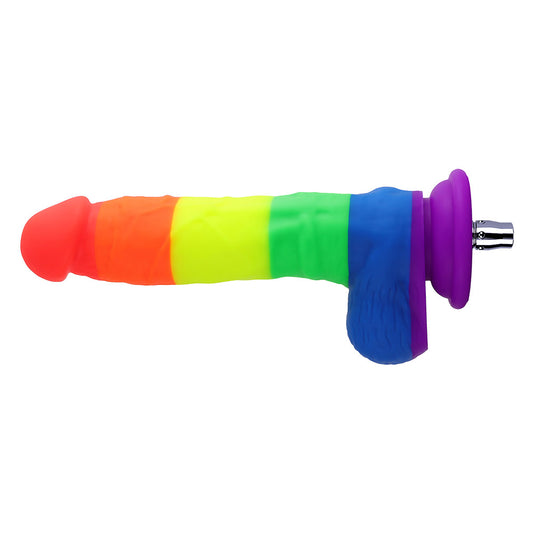 7.48-inch Dual Density Silicone Ultra Firm Rainbow Pattern Dildo for Lustti Sex Machines