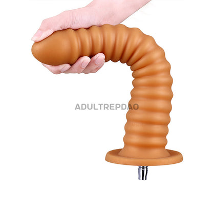 13.19-inch Dual Density Silicone Super Long Spiral Texture Butt Plug for Lustti Sex Machines