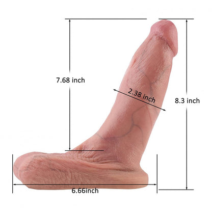 Urtal Realistic Silicone Dildo for Hismith Sex Machines, w/ Three-Dimensional Testicles