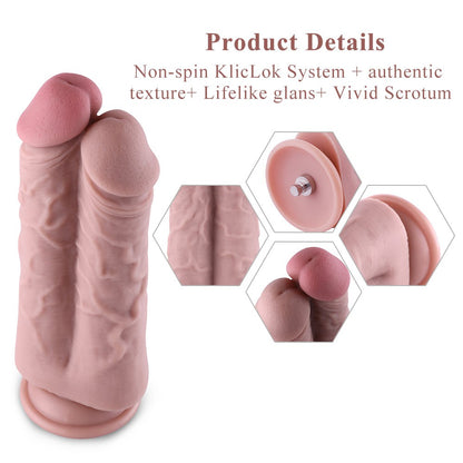 8.1” Realistic Siamese Silicone Dildo Attachment for Hismith Sex Machines