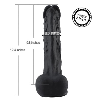 12.4" Black Super Huge Silicone Dildo Attachment for Hismith Sex Machines