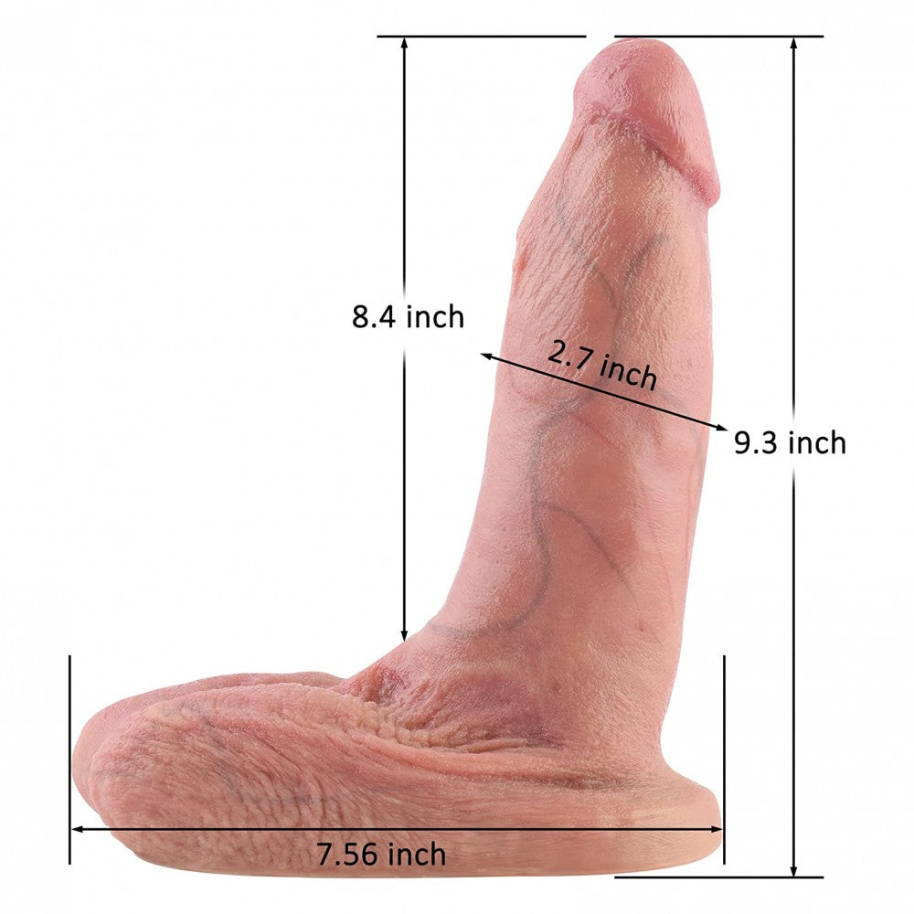 Urtal Realistic Silicone Dildo for Hismith Sex Machines, w/ Three-Dimensional Testicles